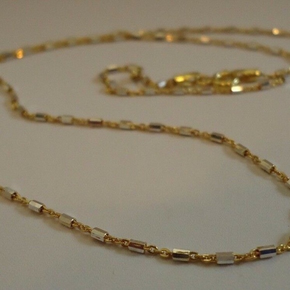 Italian Two Tone Solid18K Yellow/White Gold 18" Chain - Picture 5 of 5